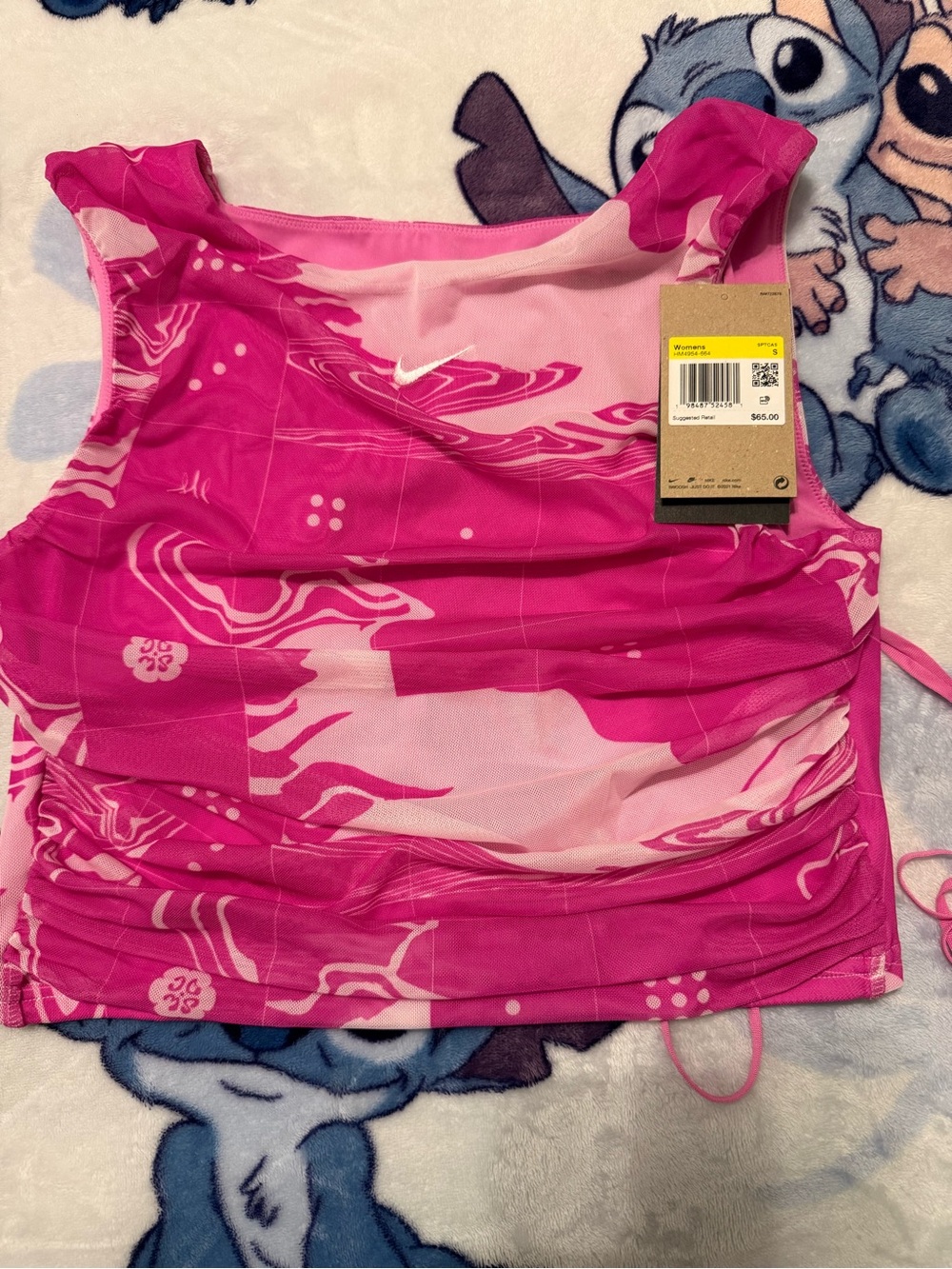 Nike Women’s Hot Pink Abstract Ruched Tank Top